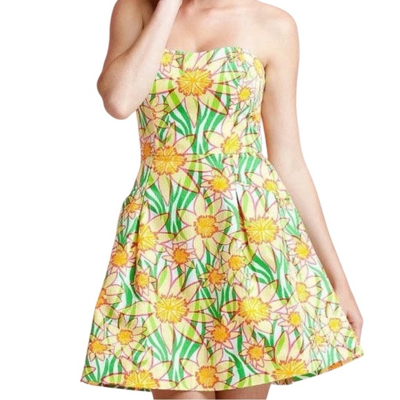 Lilly Pulitzer Strapless Blossom Dress Size 0 |Floral Fit & Flare | Summer Party - Picture 15 of 16